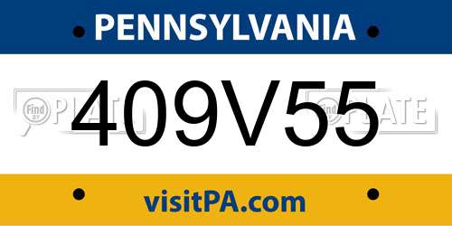 409V55 Pennsylvania License Plate