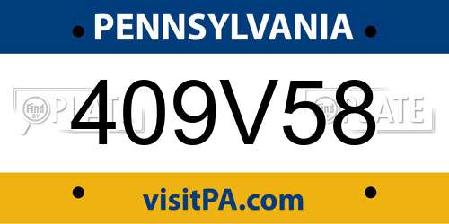 409V58 Pennsylvania License Plate