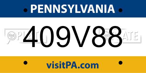 409V88 Pennsylvania License Plate