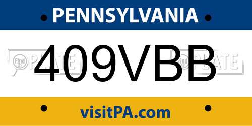 409VBB Pennsylvania License Plate