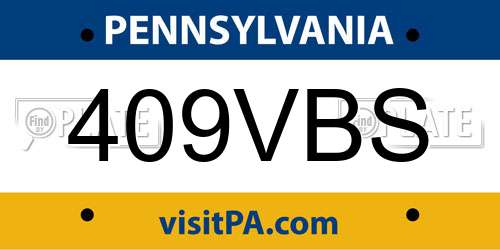 409VBS Pennsylvania License Plate