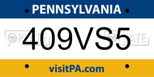 409VS5 Pennsylvania License Plate