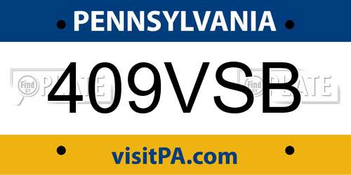 409VSB Pennsylvania License Plate
