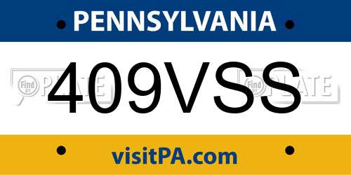 409VSS Pennsylvania License Plate