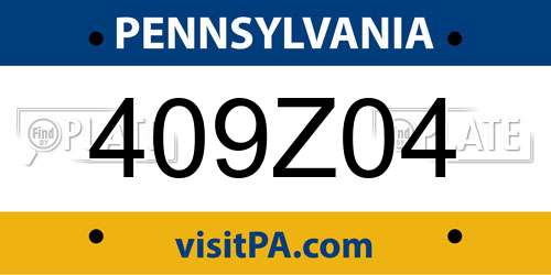409Z04 Pennsylvania License Plate