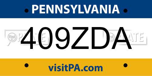 409ZDA Pennsylvania License Plate