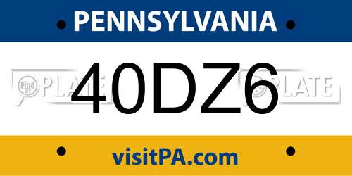 40DZ6 Pennsylvania License Plate