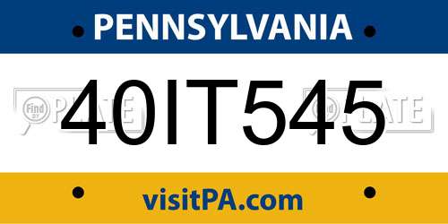 40IT545 Pennsylvania License Plate