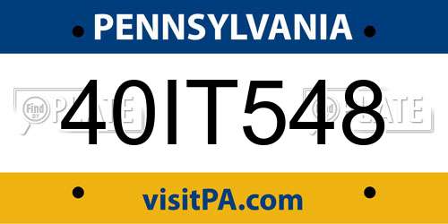 40IT548 Pennsylvania License Plate
