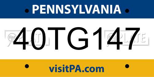 40TG147 Pennsylvania License Plate