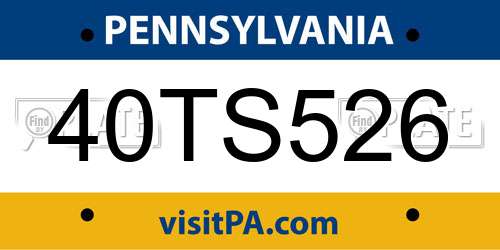 40TS526 Pennsylvania License Plate