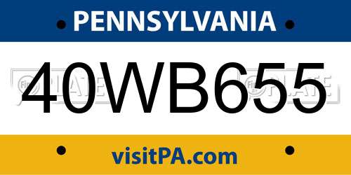40WB655 Pennsylvania License Plate