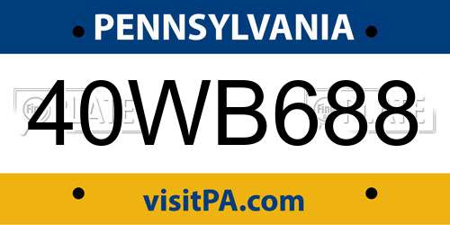 40WB688 Pennsylvania License Plate
