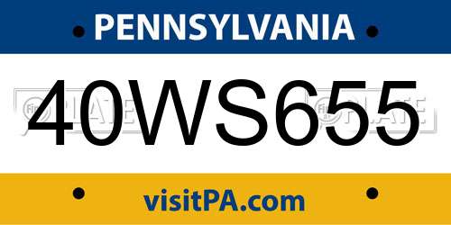 40WS655 Pennsylvania License Plate