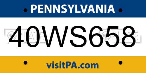 40WS658 Pennsylvania License Plate