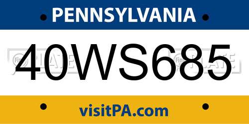 40WS685 Pennsylvania License Plate