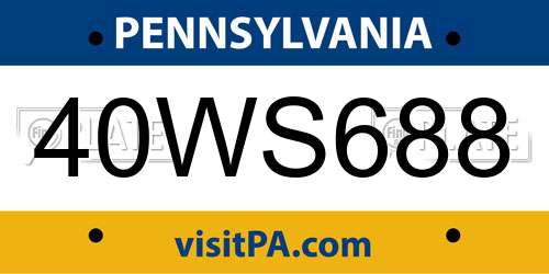 40WS688 Pennsylvania License Plate