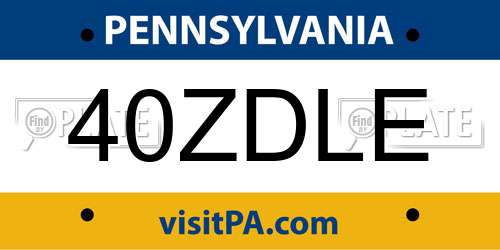 40ZDLE Pennsylvania License Plate