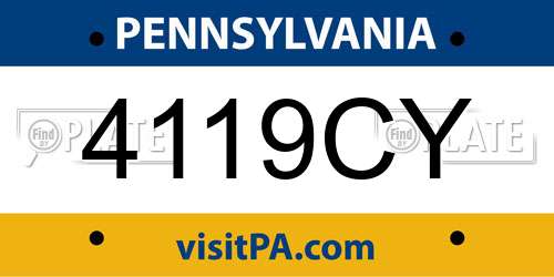 4119CY Pennsylvania License Plate