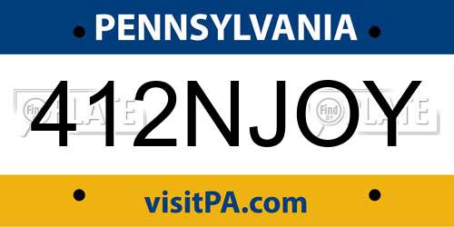 412NJOY Pennsylvania License Plate