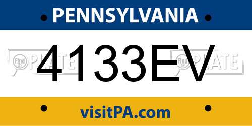 4133EV Pennsylvania License Plate