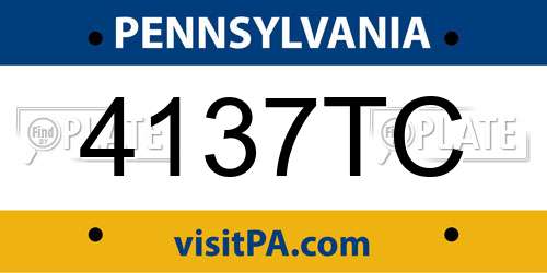 4137TC Pennsylvania License Plate