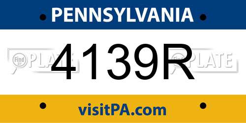 4139R Pennsylvania License Plate