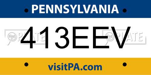 413EEV Pennsylvania License Plate
