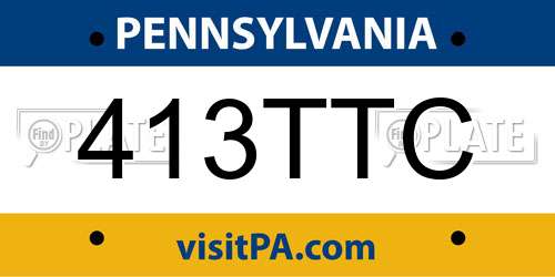 413TTC Pennsylvania License Plate
