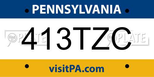 413TZC Pennsylvania License Plate