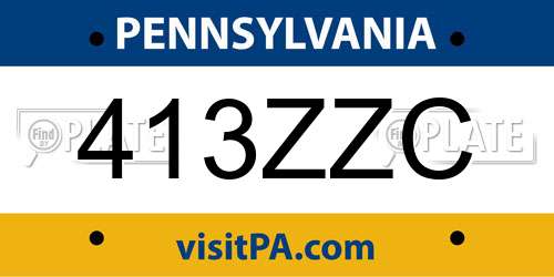 413ZZC Pennsylvania License Plate