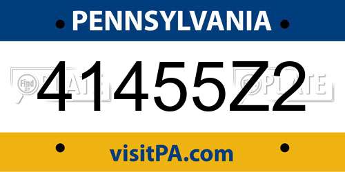 41455Z2 Pennsylvania License Plate