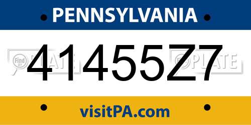 41455Z7 Pennsylvania License Plate