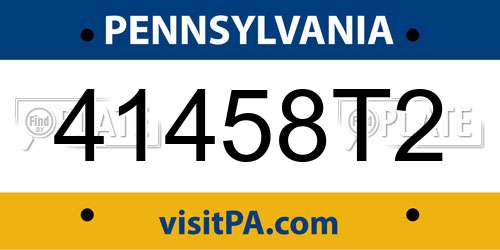 41458T2 Pennsylvania License Plate
