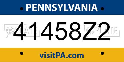 41458Z2 Pennsylvania License Plate