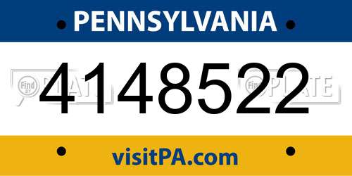 4148522 Pennsylvania License Plate