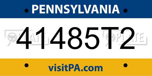 41485T2 Pennsylvania License Plate