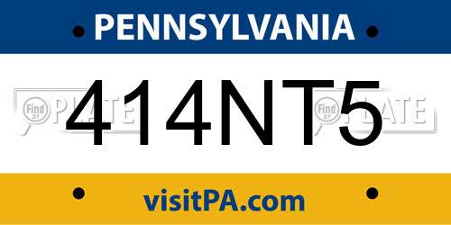 414NT5 Pennsylvania License Plate