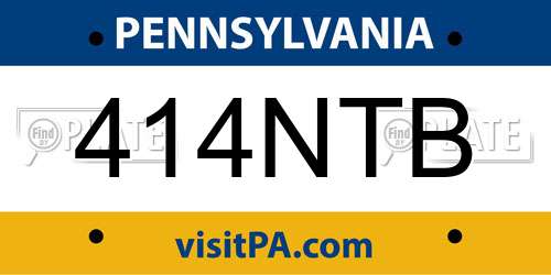 414NTB Pennsylvania License Plate