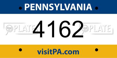 4162 Pennsylvania License Plate