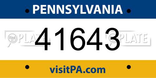 41643 Pennsylvania License Plate