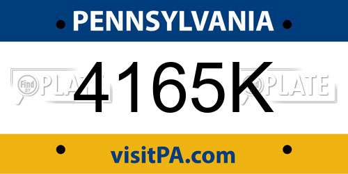 4165K Pennsylvania License Plate