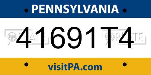 41691T4 Pennsylvania License Plate