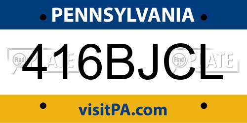 416BJCL Pennsylvania License Plate