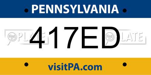417ED Pennsylvania License Plate