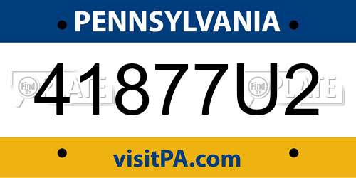41877U2 Pennsylvania License Plate