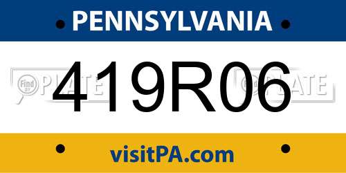 419R06 Pennsylvania License Plate