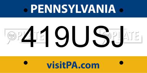 419USJ Pennsylvania License Plate