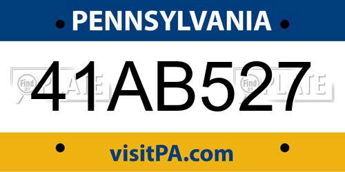 41AB527 Pennsylvania License Plate