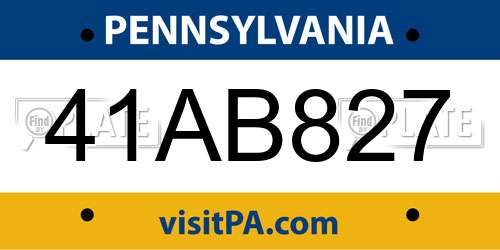 41AB827 Pennsylvania License Plate